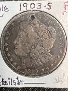 1903-S US MORGAN SILVER DOLLAR HOLED