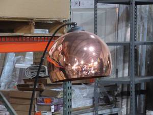 lot 4 image: Marble ArchedArc Floor Lamp with Copper Shade