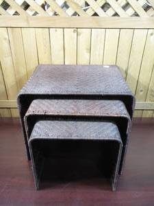 lot 22 image: Set of Three Nesting Wicker Tables