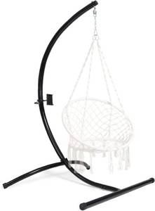 lot 6 image: HIJOYPAL Hammock Chair Stand Only,Sturdy Hanging Chair Stand Included Phone Holder,Heavy Duty Egg Swing Chair Stand 360-Degree Rotation Hammock C Stand Max Weight 330lbs Capacity Indoor Outdoor