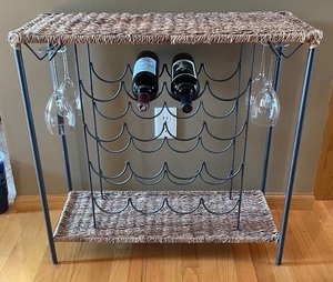 Marvelous Metal Based Wine Table with Wicker Accents