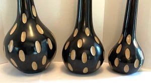 Trio of Carved Wooden Vases