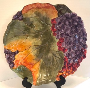 Fruit Themed Platter, Crock and Divided Serving Dish Grouping