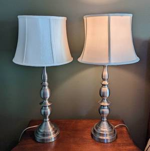 Pair of Brushed Nickel Table Lamps