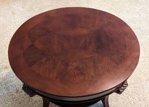 Oval Carved Wood Accent Table
