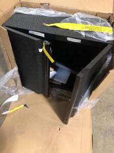 Husky Pro Duty Welded 20-Gauge Steel Wall Mounted Garage Cabinet in Black LINE-X (28 in. W x 22 in. H x 14 in. D) Customer Returns See Pictures