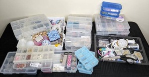 lot 20 image: Assortment of Jewlery Making Supplies Beads, Safety Pins, Scissors, and More