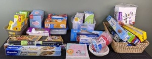 lot 43 image: A Variety of Household Supplies Including Storage Bags, Plastic Cutlery and More