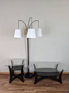 lot 72 image: Livingroom Must Haves Coffee Table, Side Table, & Lamp