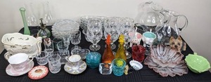 lot 68 image: Variety of Glassware Decanters, Plant Mister, Wine Glasses, Drinking Glasses, Plates, Bowls, Vases, Decorative Items and More