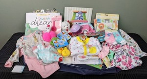 lot 59 image: NEW Adorable Baby Girl Clothes, Toys, Books and More