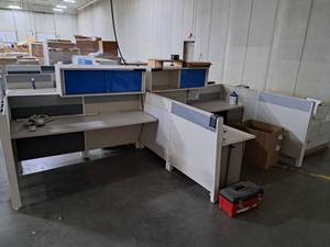 lot 21 image: 2-Section Office Cubicle and Desk Set