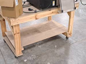 lot 54 image: Wood Rolling Custom Work Table 48x32x30