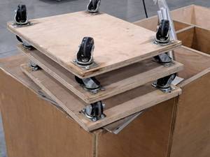 lot 130 image: Lot of (3) Wood Moving Dolly