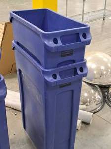 lot 134 image: Lot of (2) Rubbermaid Commercial Products 30 Plastic Trash Cans