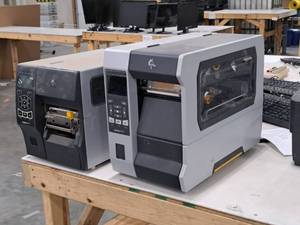 lot 198 image: Lot of (2) Zebra Barcode Label Printers (for parts only)