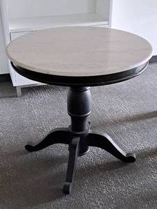 lot 291 image: Marble-TopWood Pedestal Table 31.5x31.5