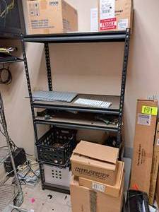 lot 337 image: Wood ShelfMetal Frame Shelving Unit