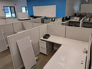 lot 302 image: Office Cubicle - Cubicle, Desks, Four 2-drawer Cabinets