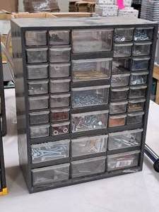 lot 416 image: Parts Organizer Cabinet 38-bin with Misc Hardware