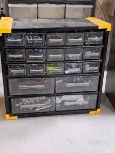 lot 417 image: Parts Organizer Cabinet 19-bin with Misc Hardware