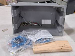 lot 423 image: Tote Bin with Crestview Monitor Arm Wiring Kit, Misc. Hardware