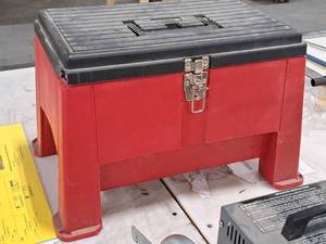 lot 438 image: Uline Stack-On Tool BoxStep Stool