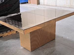 lot 291A image: Glass-TopWood Pedestal Table with Two Inserts