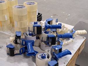 lot 549 image: Lot of (10) Box Tape Guns with (10) Rolls of ShorrExpress Packing Tape
