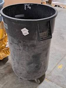 lot 623 image: Uline Plastic Rolling Trash Can 36x24