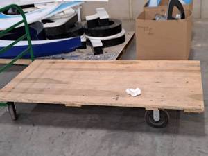 lot 67 image: Industrial Wood BedMetal Frame Cart