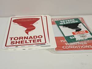 lot 722 image: Lot of (9) Tornado Shelter Signs