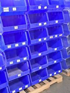 lot 764 image: Lot of (20) Plastic Stackable Storage Bins 18x16-14x11