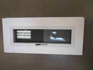 lot 11 image: Simonton 6100 Series 27 in x 12 in Bottom Hinge Basement Window in White Vinyl