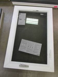 lot 17 image: Simonton 6500 Series 27.5 in x 41.75 in Casement Window - Interior is White Vinyl - Exterior is Brown (MISSING CRANK & COVER)