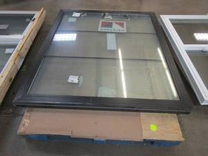 lot 43 image: Andersen 100 Series 64 in x 55.25 in Picture Window with Internal Grille - Interior & Exterior Color Black