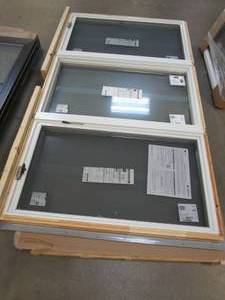 lot 44 image: Andersen 400 Series 82.5 in x 47.125 in Dual Casement with Picture Center Window in White Vinyl (MISSING 1 CRANK & 2 CRANK COVERS)