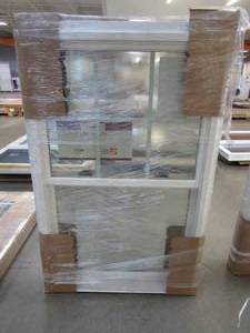 lot 50 image: Simonton 6500 Series 33 in x 51 in Double Hung Window - Interior is Oak - Exterior is White Vinyl