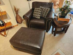 Italian Leather Chair &  Ottoman