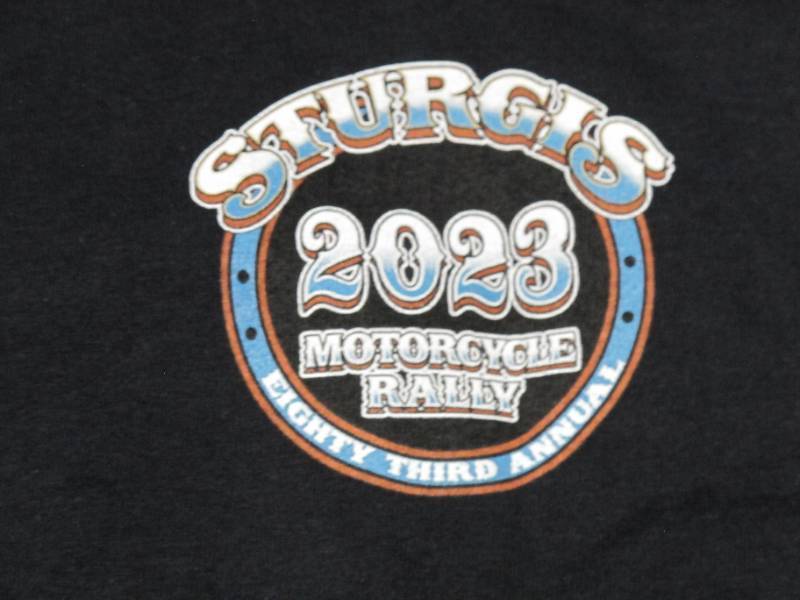 lot 683 image: NEW Mens Gildan Ultra Cotton 2023 Sturgis Rally Short Sleeve T-Shirt - Black - XXL