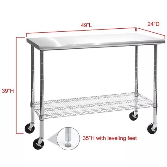 lot 438 image: NEW Members Mark Commercial Work Table with 49 Stainless Steel Top