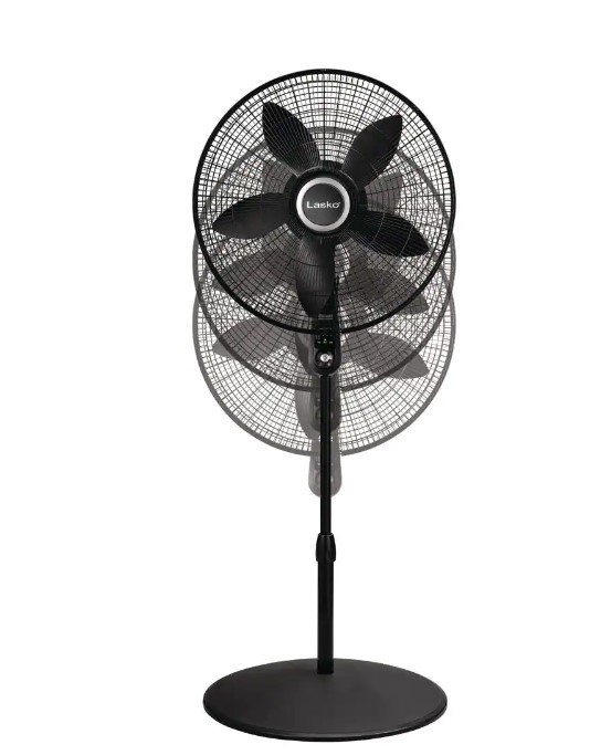 lot 462 image: Lasko 20 in. 4 Speeds Pedestal Fan in Black with 90 Degrees Tilt Adjustment, Adjustable Height, Oscillating, Remote,Timer