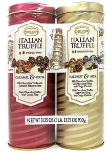 lot 677 image: NEW Two Packs of Delicia Fine Italian Chocolate Truffles (2 pk.) Caramel and Cocoa  Hazelnut and Milk