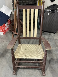 Wicker and Wood Rocking Chair