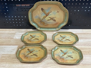 Vintage Metal Serving Tray Set