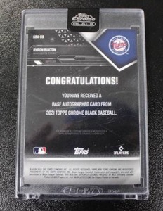 lot 3 image: 2021 Topps Chrome Black Byron Buxton Autograph #CBA-BB 49150  Only 150 Exist