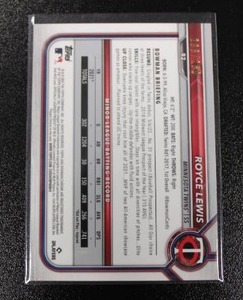 lot 5 image: 2022 Bowman Chrome Purple Refractor Royce Lewis #92 Rookie Card 206250  Only 250 Exist