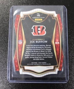 lot 8 image: 2020 Select Joe Burrow Purple Die Cut Prizm Rookie Card #146