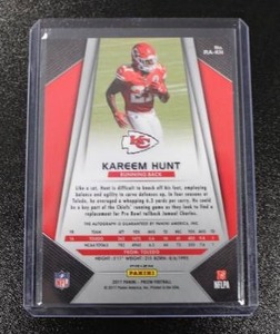 lot 9 image: 2017 Prizm Pink Prizm Kareem Hunt #RA-KH Autograph Rookie