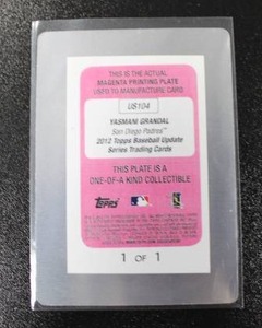 lot 46 image: 2012 Topps Magenta Printing Plate Yasmani Grandal #US104 11  Only 1 Exist